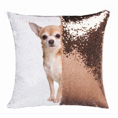 Personalized Two Photos Sequin Pillow Name Custom Gift